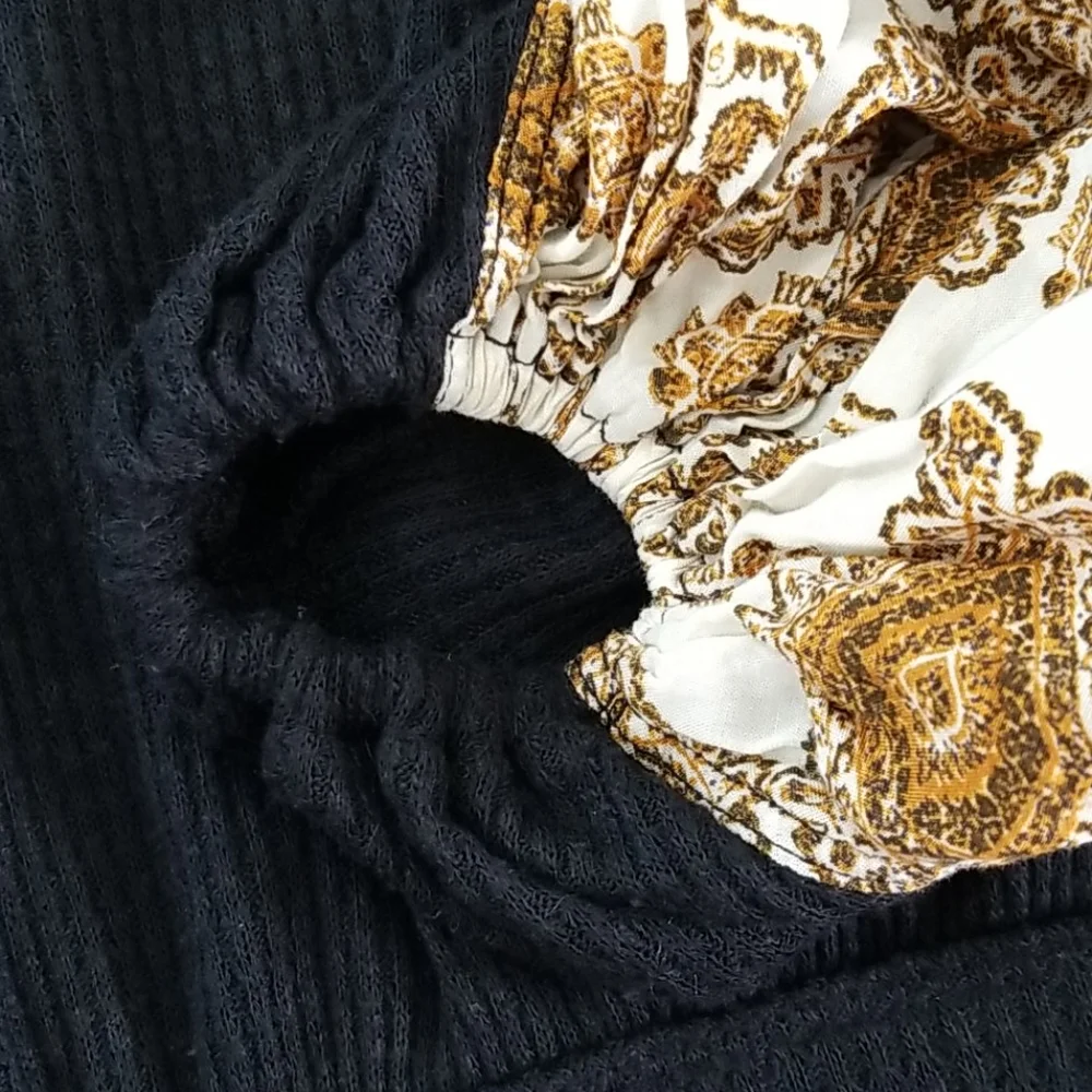 Free People Black Thermal Balloon Knit Sleeves